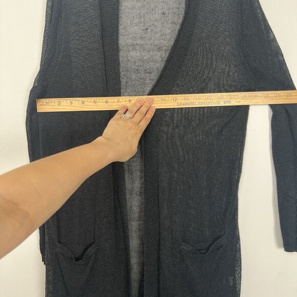 HOLES - J. Jill Women’s Size M Long Sleeve Knit Open Front Linen Blend Cardigan - Picture 11 of 12